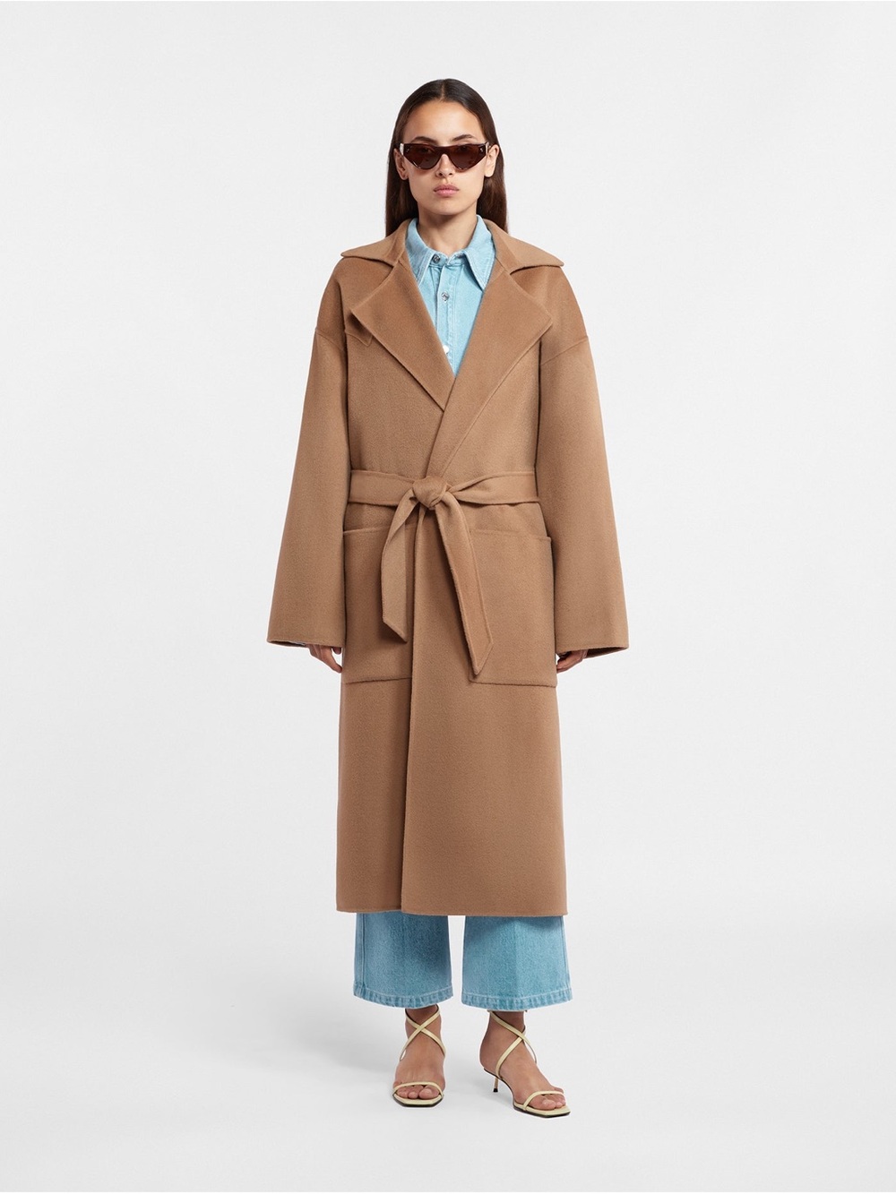 Nanushka Camel Tie-Waist Wool Coat (New without tags)
